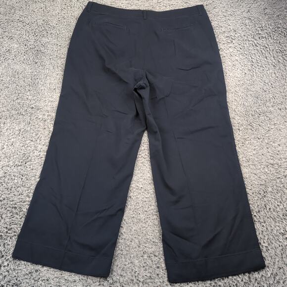 LL Bean Pants Womens 18 Blue Classic Fit Preppy Straight Chore Work Wear Crop - Picture 2 of 9